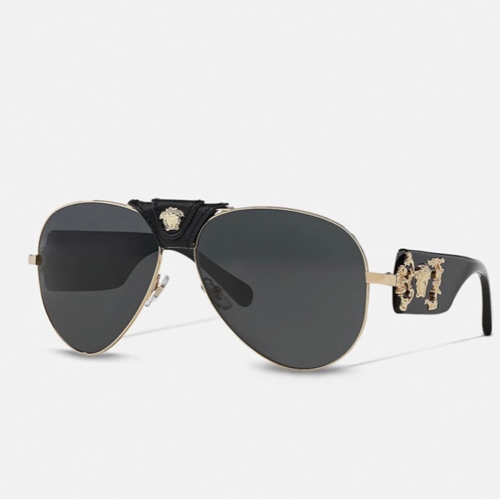 Versace VE2150Q12526G Men's Baroque Aviator Sunglasses Made In Italy MSRP $331
